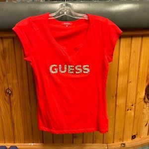 Women’s GUESS Red T-Shirt with Bling